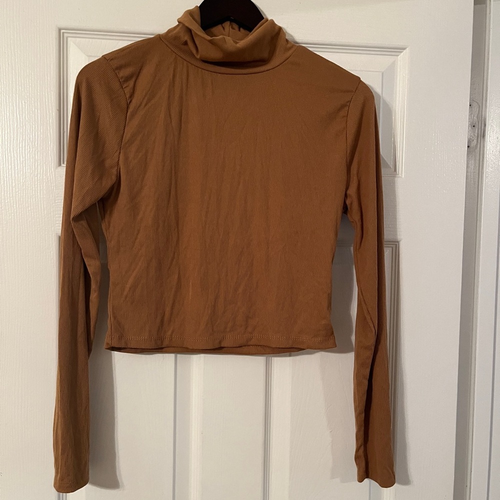 🐠Rue 21 Rust Color Turtleneck Crop Long Sleeve Top. Size Large. New with Tags.